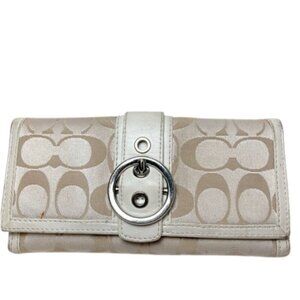 Coach Womens Canvas Folded Credit Card Tan Wallet